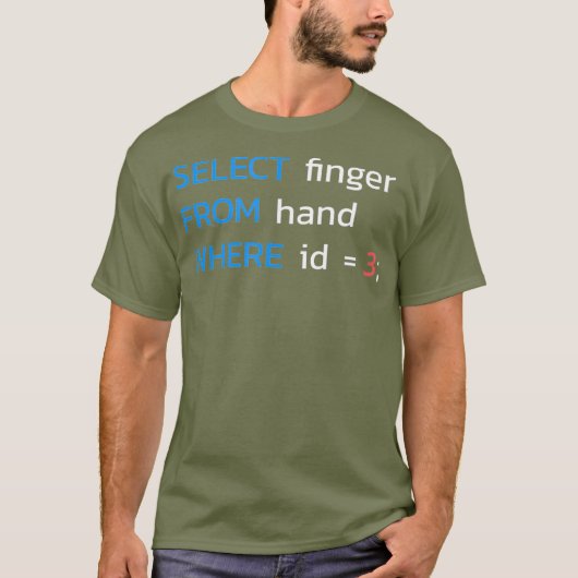 SELECTEER VINGER VAN hand WAAR id 3 SQL T-shirt (Voorkant)