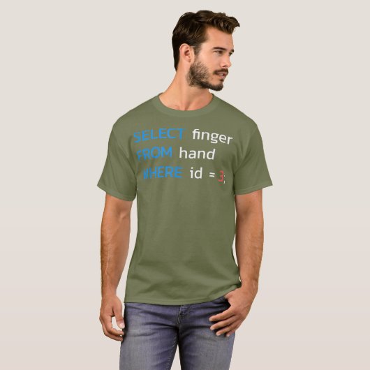 SELECTEER VINGER VAN hand WAAR id 3 SQL T-shirt (Voorkant volledig)