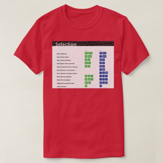 Selectie Excel-sneltoetsen Excel-sneltoetsen T-shirt (Design voorkant)