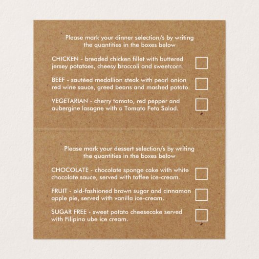 Selectie in het menu Eenvoudig script voor plattel Visitekaartje (Binnenkant ongevouwen)