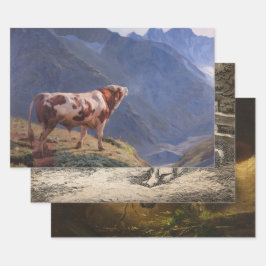 Selectie van landbouwhuisdieren inpakpapier vel