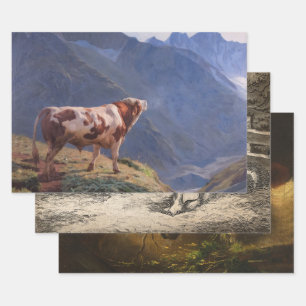 Selectie van landbouwhuisdieren inpakpapier vel