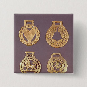 Selectie van paardenschorten vierkante button 5,1 cm