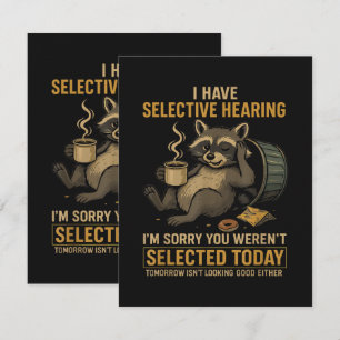 Selectief Gehoor Grappige Wasbeer Koffie Bedankkaart
