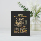 Selectief Gehoor Grappige Wasbeer Koffie Briefkaart (Staand voorkant)