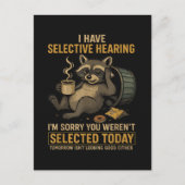 Selectief Gehoor Grappige Wasbeer Koffie Briefkaart (Voorkant)