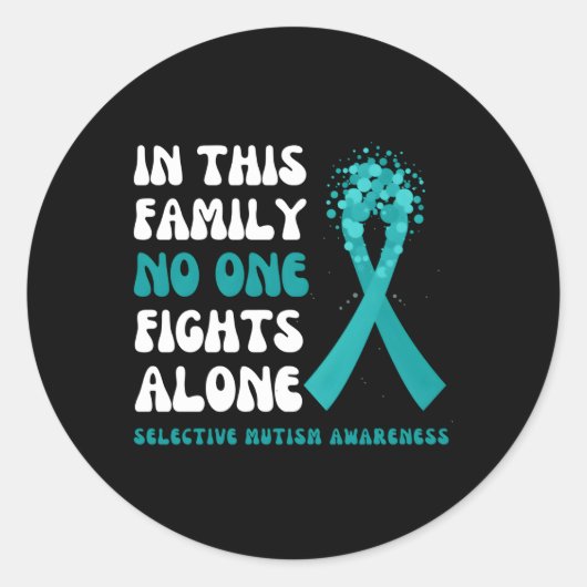 Selectief Mutisme Bewustzijn Blauwgroen Lint Hope Ronde Sticker (Voorkant)