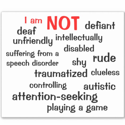 Selectief mutisme dat ik NIET ben Sticker (Voorkant)