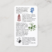 Selectief mutisme haal het Visitekaartje van een m (Voorkant)