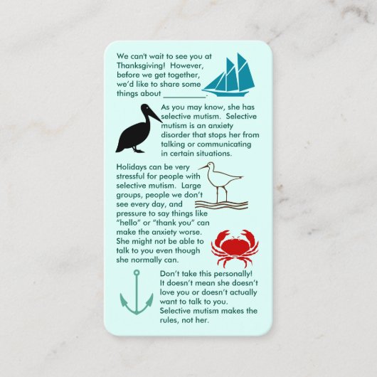 Selectief mutisme krijg samen meisje visitekaartje (Voorkant)