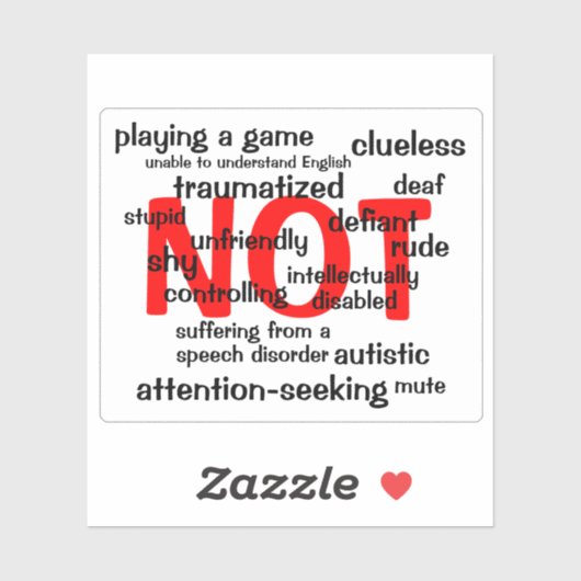 Selectief Mutisme NIET Sticker (Vel)