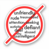 Selectief mutisme niet symbool sticker (Voorkant)