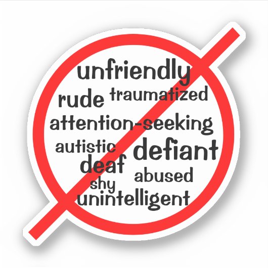 Selectief mutisme niet symbool sticker (Voorkant)