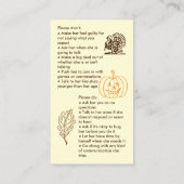 Selectief mutisme Thanksgiving meisje Visitekaartj Visitekaartje (Achterkant)