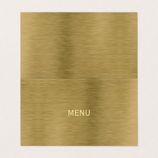 Selectiekaart Faux Gold Metal Texture Menu Visitekaartje (Buitenkant ongevouwen)