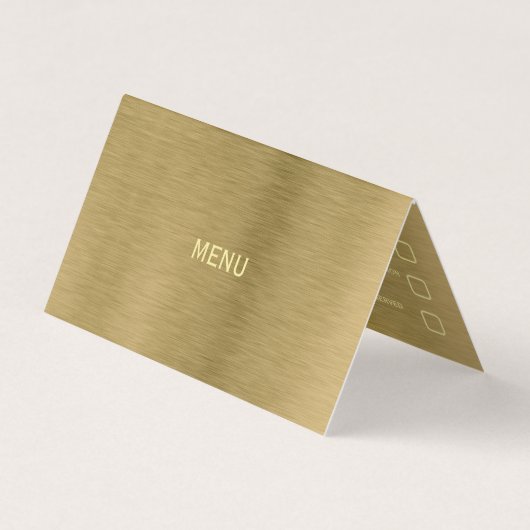 Selectiekaart Faux Gold Metal Texture Menu Visitekaartje (Voorkant)