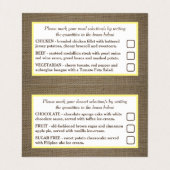 Selectiekaart voor Sand Dollar & Burlap Menu Visitekaartje (Binnenkant ongevouwen)