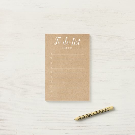 Selectievakje to-do list planner Rustic Kraft Post-it® Notes (Op bureau)