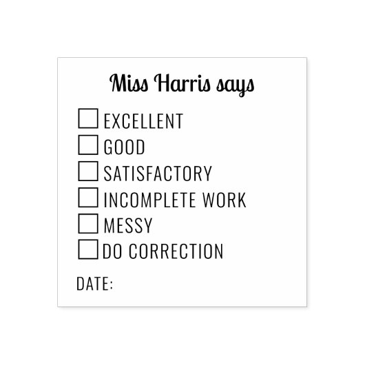 Selectievakjes Classroom Teacher Review Rubberstempel (Afrduk)