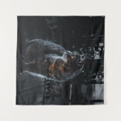 SELECTIEVE FOCUS VAN SILVER TABBY CAT WANDKLEED (Voorkant (horizontaal))