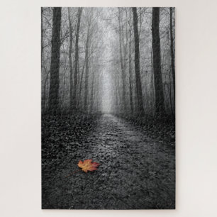 Selectieve Kleur Mistige Bospad Legpuzzel