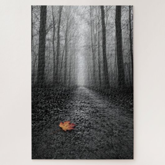 Selectieve Kleur Mistige Bospad Legpuzzel (Verticaal)