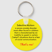 Selectieve Mutismdefinitie Sleutelhanger (Voorkant)