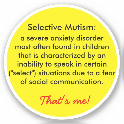 Selectieve Mutismdefinitie Sticker (Voorkant)