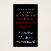 Selectieve Mutisme Awareness Visitekaartje (Voorkant)