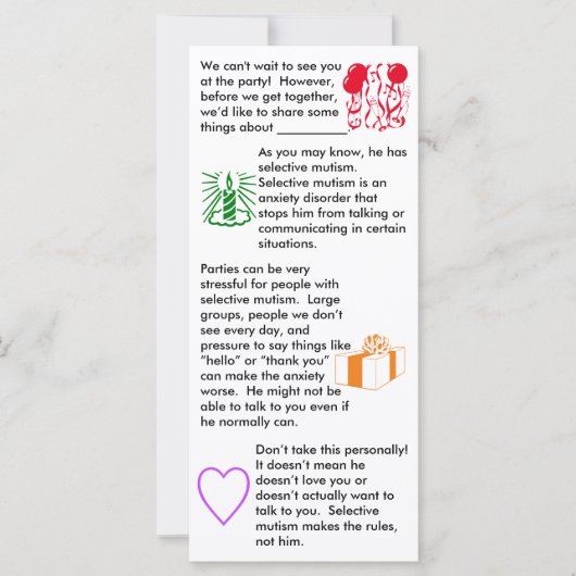 Selectieve Mutisme Birthday Boy Flat Card (Voorkant)