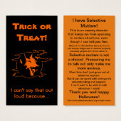 Selectieve Mutisme Trick-or-Treat Visitekaartje (Voorkant /achterkant)