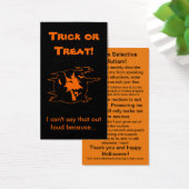 Selectieve Mutisme Trick-or-Treat Visitekaartje (Bureau)