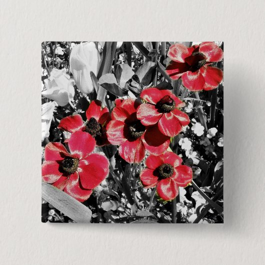 Selectieve schoonheid - Anemone Blossoms Badge Vierkante Button 5,1 Cm (Voorkant)