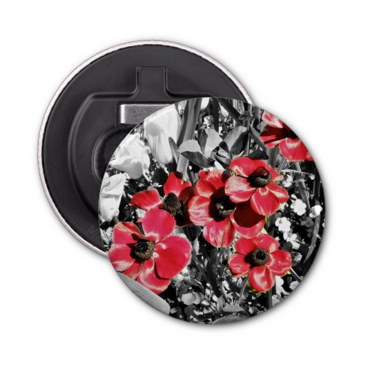 Selectieve schoonheid - Anemone Blossoms Flesopene Button Flesopener (Voorkant)