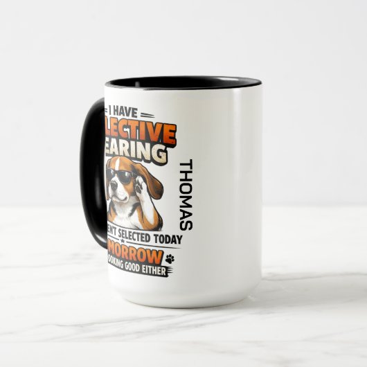 Selective Hearing dog Mug | Funny Coworker Mok (Voorkant links)