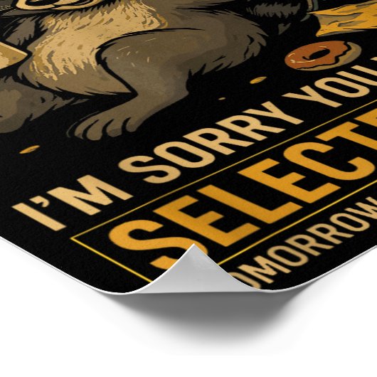 Selective Hearing Funny Raccoon Coffee Trash Panda Poster (Hoek)