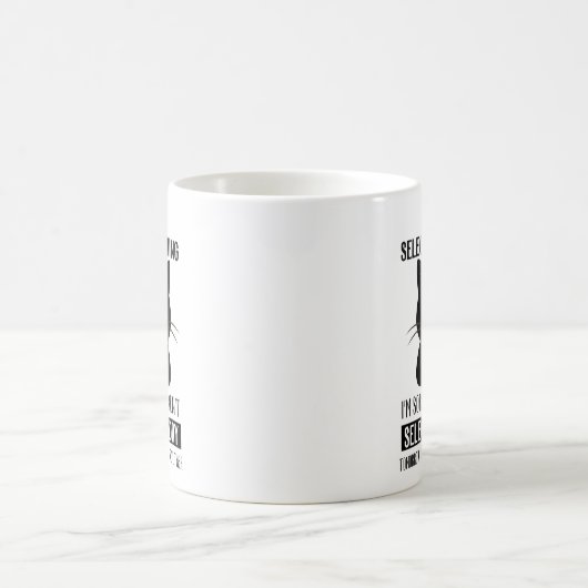 Selective Hearing – Grumpy Black Cat Coffee Humor Koffiemok (Center)