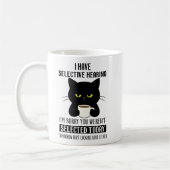 Selective Hearing – Grumpy Black Cat Coffee Humor Koffiemok (Links)