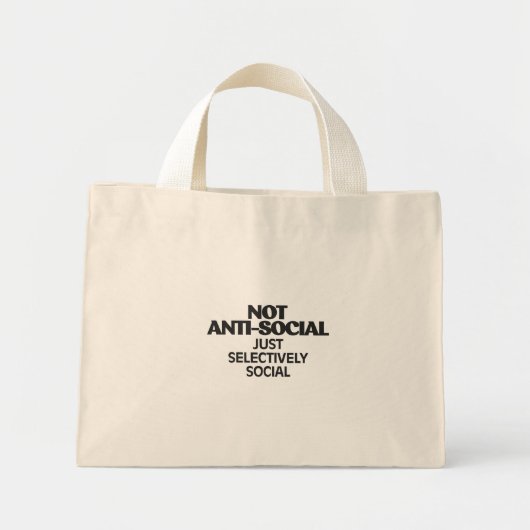 Selectively Social Statement Typography Design Mini Tote Bag (Voorkant)