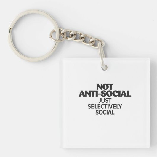 Selectively Social Statement Typography Design Sleutelhanger (voorkant)