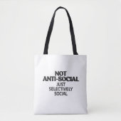 Selectively Social Statement Typography Design Tote Bag (Voorkant)