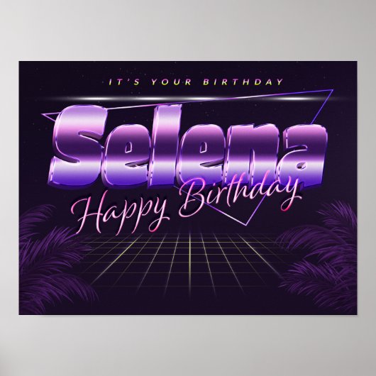 Selena Name Vorname retro Poster Geburtstag (Voorkant)