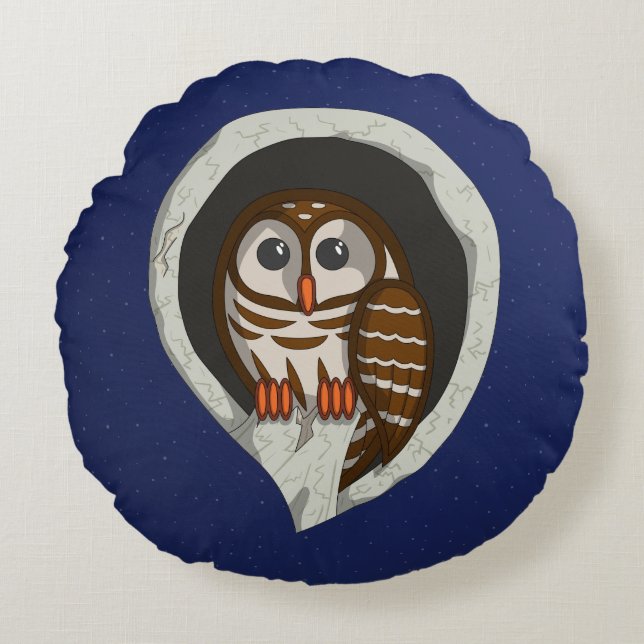 Selene de Uil Ronde Kussen (Voorkant)