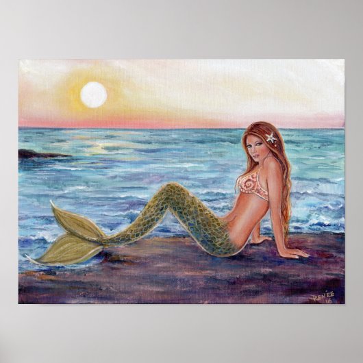 Selene mermaid in de zonnebrandmiddeldruk poster (Voorkant)