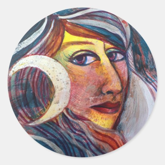 Selene Moon Goddess MoonChild Ronde Sticker (Voorkant)