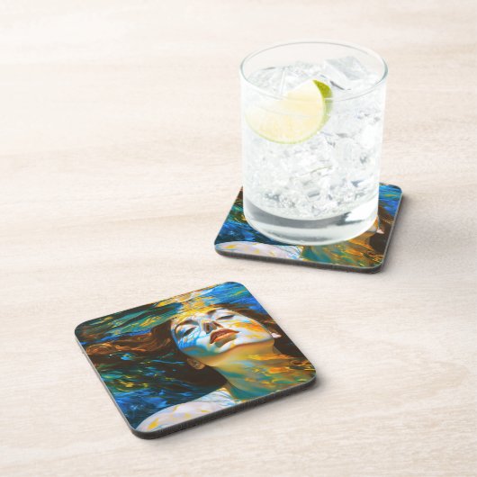 "Selene" - Vrouwen in het water Bier Onderzetter (Rechterzijde)