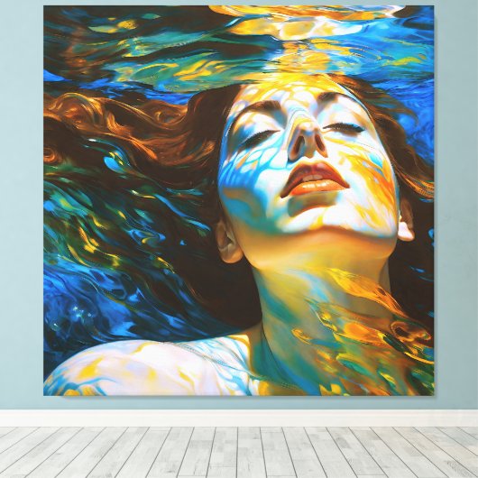 "Selene" - Vrouwen in het water Canvas Afdruk (Insitu (Houten vloer))