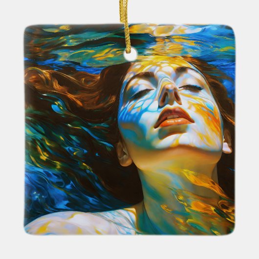 "Selene" - Vrouwen in het water Keramisch Ornament (Voorkant)