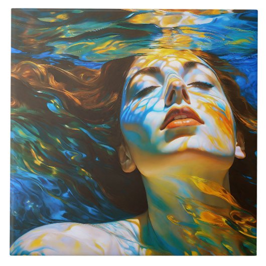 "Selene" - Vrouwen in het water Tegeltje (Voorkant)