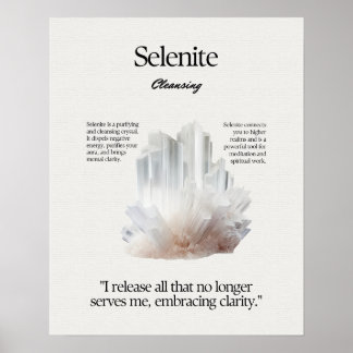 Seleniet stenen kristal betekent Kaart Poster